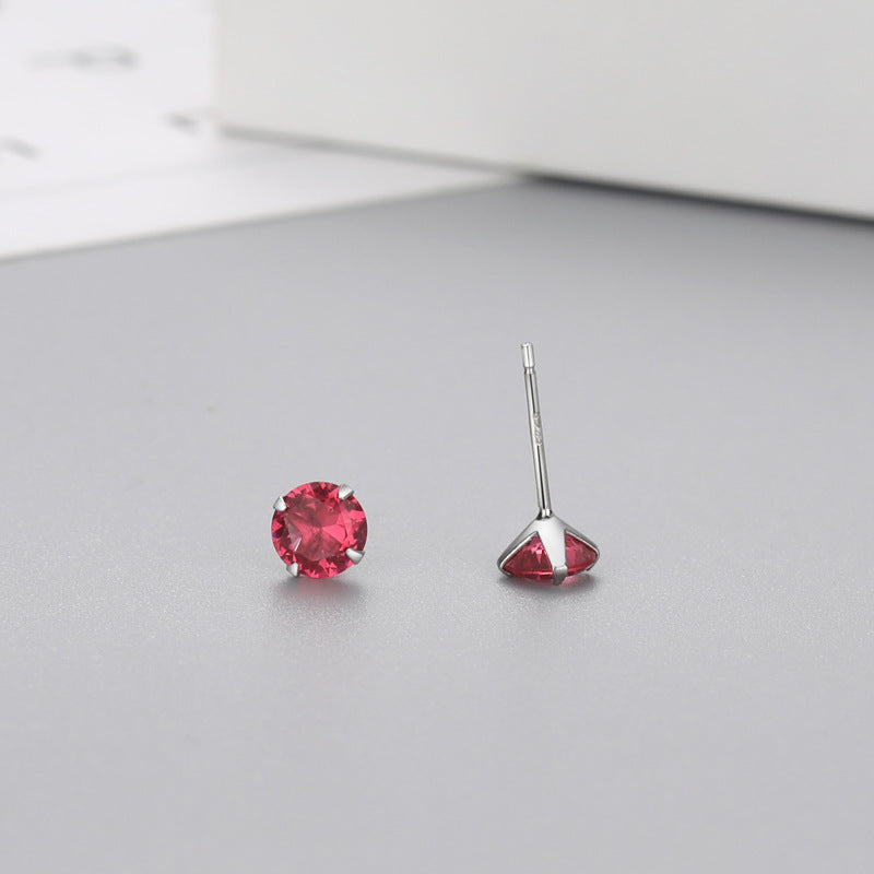 Simple Style Geometric Sterling Silver Zircon Ear Studs 1 Pair