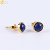 Fashion Round Natural Stone Rhinestones Ear Studs 1 Pair