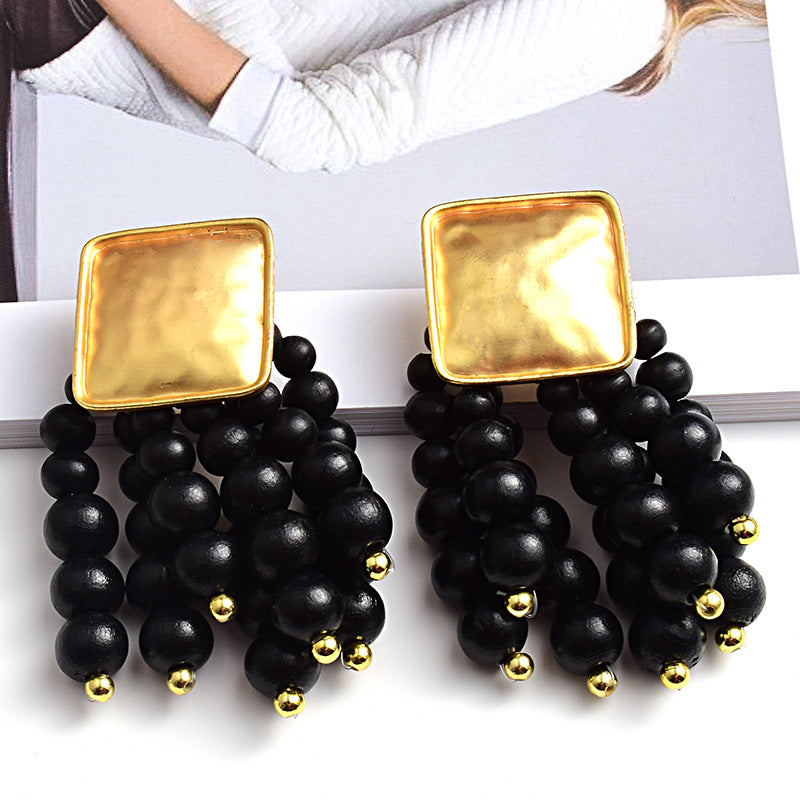 Fashion Tassel Alloy Beaded Tassel Plating Beads Women's Earrings