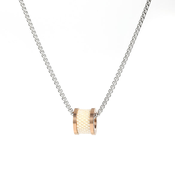 Retro Round Rainbow Titanium Steel Inlay Glass Necklace 1 Piece