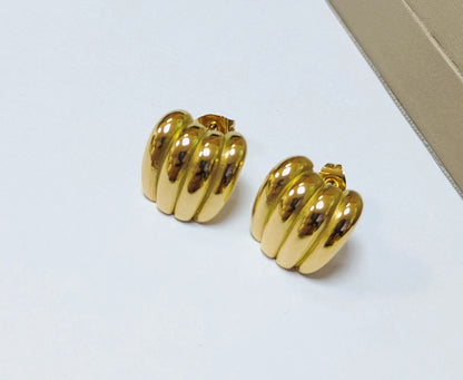 Fashion Geometric Titanium Steel Gold Plated Earrings 1 Pair