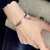 Elegant Number Titanium Steel Plating Artificial Diamond Bangle