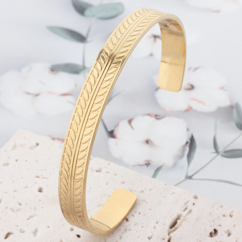 Fashion Leaf Titanium Steel Bangle