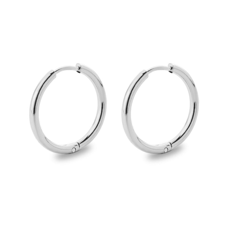 Simple Style Solid Color Stainless Steel Hoop Earrings 1 Pair