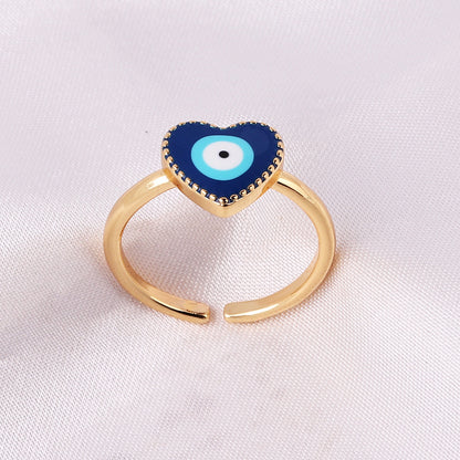 Retro Round Devil's Eye Heart Shape Copper Plating Rings