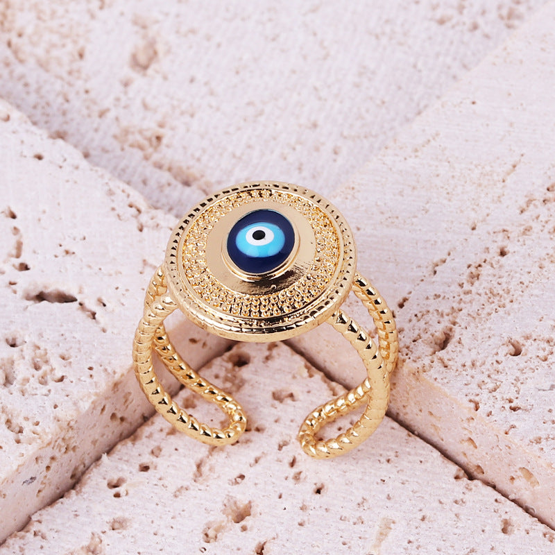 Retro Round Devil's Eye Heart Shape Copper Plating Rings