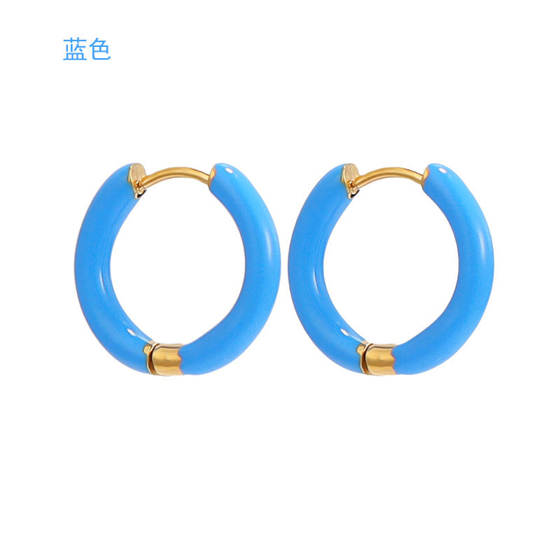 Fashion Round Stainless Steel Plating Earrings 1 Pair