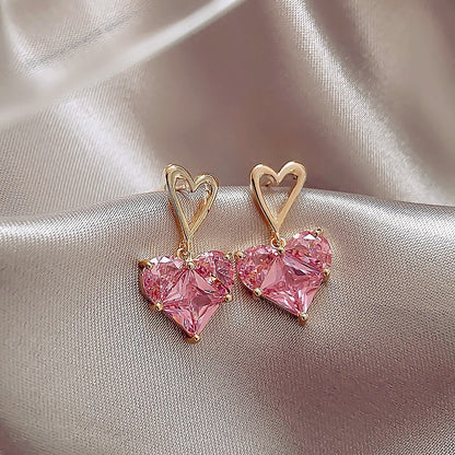 Sweet Square Heart Shape Bow Knot Imitation Pearl Alloy Rhinestone Inlay Opal Women's Earrings 1 Pair