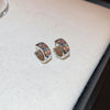 Retro Geometric Copper Inlaid Zircon Earrings 1 Pair