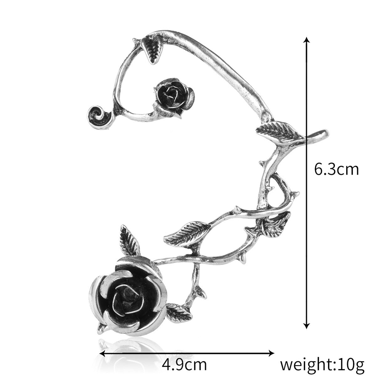 Retro Heart Shape Rose Snake Alloy Enamel Women's Ear Clips 1 Piece