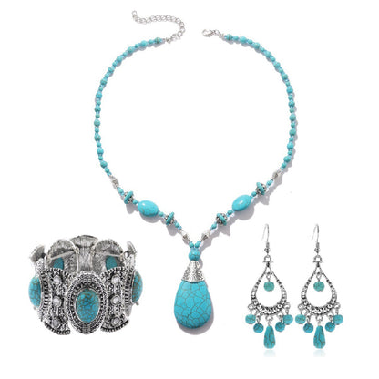 Ethnic Style Water Droplets Alloy Turquoise Plating Women's Pendant Necklace 1 Piece