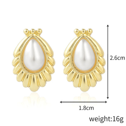 1 Pair Elegant Streetwear Geometric Plating Imitation Pearl Drop Earrings