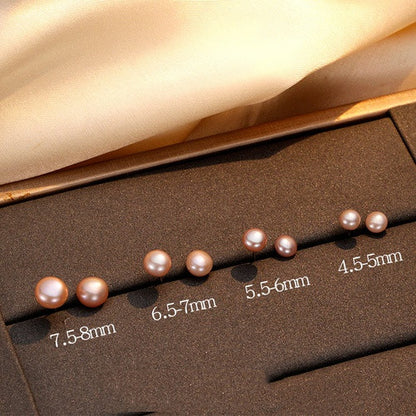 Simple Style Geometric Pearl Sterling Silver Ear Studs 1 Pair