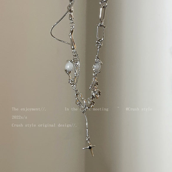 Fashion Star Titanium Steel Plating Opal Necklace 1 Piece