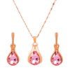 1 Set Fashion Oval Water Droplets Copper Inlay Artificial Rhinestones Zircon Women's Earrings Necklace