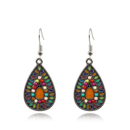 1 Pair Retro Water Droplets Alloy Inlay Artificial Gemstones Women's Drop Earrings