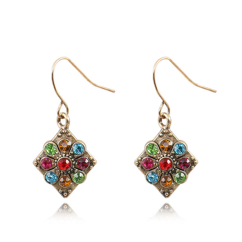 1 Pair Retro Water Droplets Alloy Inlay Artificial Gemstones Women's Drop Earrings