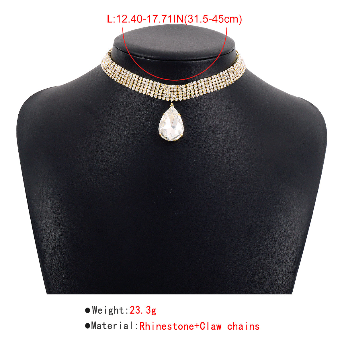 1 Piece Fashion Water Droplets Claw Chain Inlay Rhinestones Women's Pendant Necklace