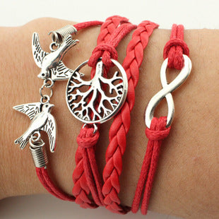 Fashion Leaf Heart Shape Butterfly Alloy Plating Braid Women's Bracelets