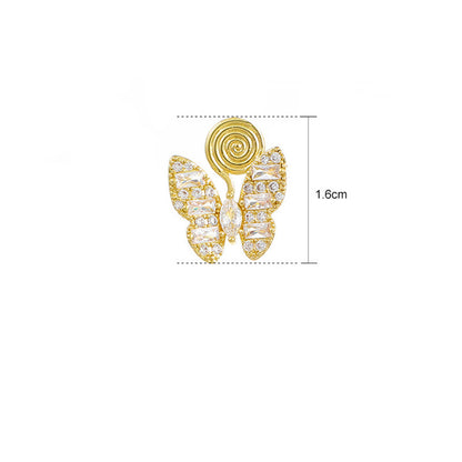 Fashion Wings Butterfly Copper Plating Artificial Diamond Zircon Ear Clips 1 Piece