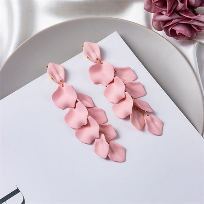 1 Pair Fashion Petal Arylic Stoving Varnish Women's Drop Earrings