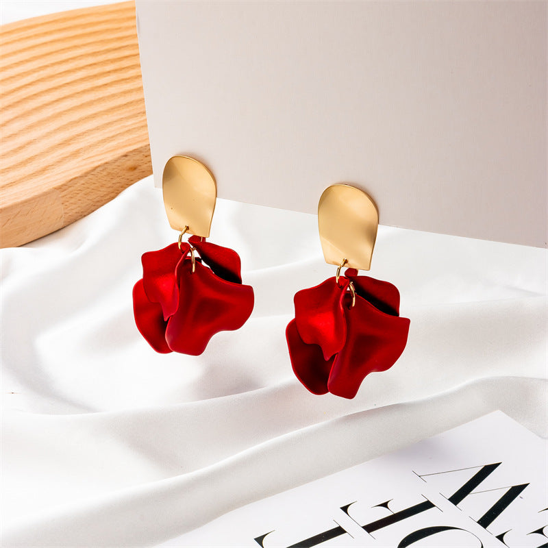 1 Pair Fashion Leaf Plating Alloy Drop Earrings