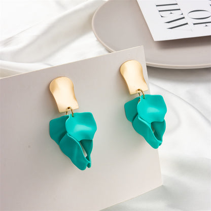 1 Pair Fashion Leaf Plating Alloy Drop Earrings