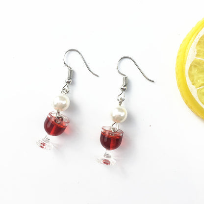 1 Pair Novelty Wine Glass Imitation Pearl Plastic Resin Women's Earrings