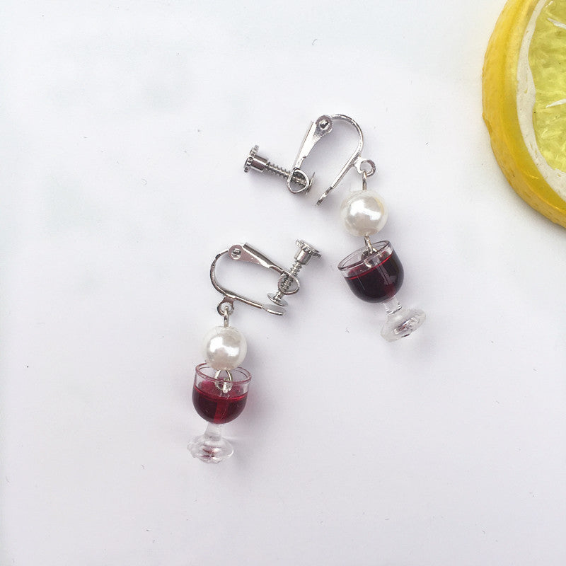 1 Pair Novelty Wine Glass Imitation Pearl Plastic Resin Women's Earrings