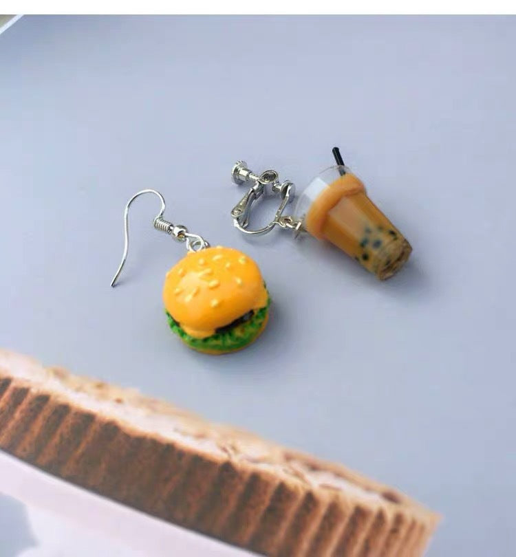 1 Pair Novelty Hamburger Cake Resin Women's Earrings