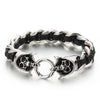 Fashion Animal Wolf Stainless Steel Leather Braid Bangle