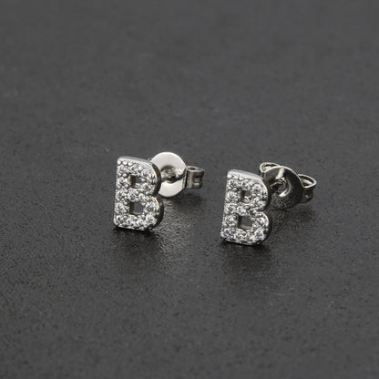 Fashion Letter Copper Inlay Zircon Ear Studs 1 Pair