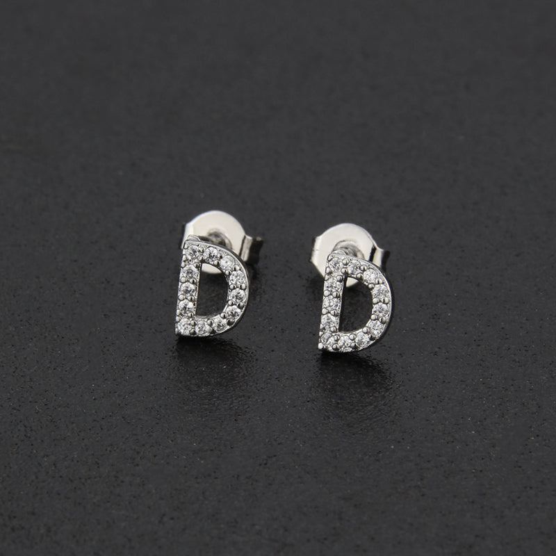 Fashion Letter Copper Inlay Zircon Ear Studs 1 Pair