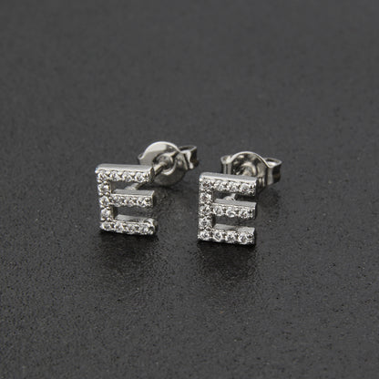 Fashion Letter Copper Inlay Zircon Ear Studs 1 Pair