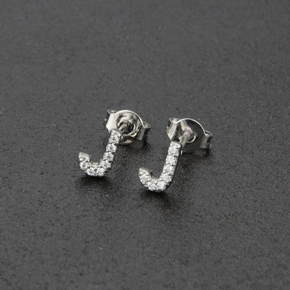 Fashion Letter Copper Inlay Zircon Ear Studs 1 Pair