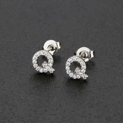 Fashion Letter Copper Inlay Zircon Ear Studs 1 Pair