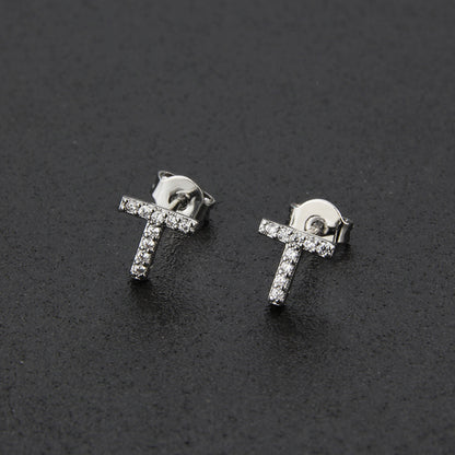 Fashion Letter Copper Inlay Zircon Ear Studs 1 Pair