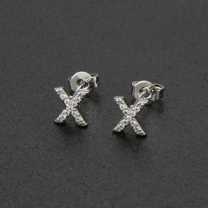 Fashion Letter Copper Inlay Zircon Ear Studs 1 Pair