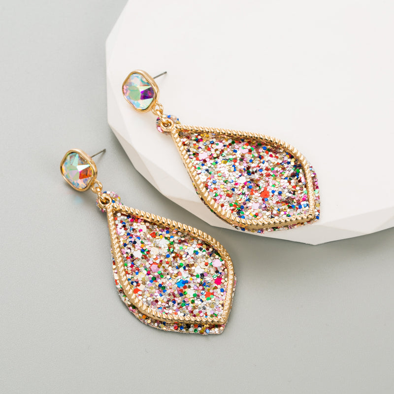 1 Pair Fashion Geometric Sequin Pu Leather Alloy Plating Glass Gold Plated Women's Earrings