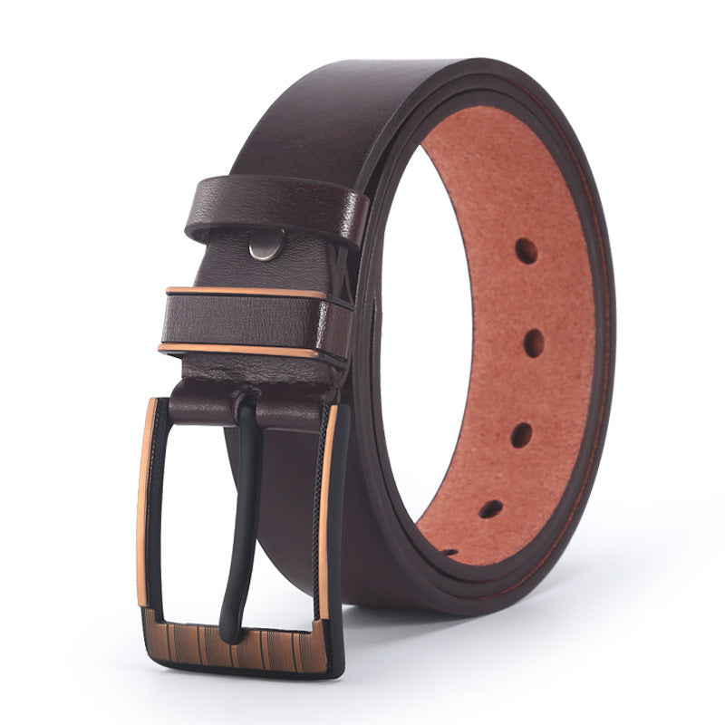 Retro Solid Color Pu Leather Alloy Men'S Leather Belts 1 Piece