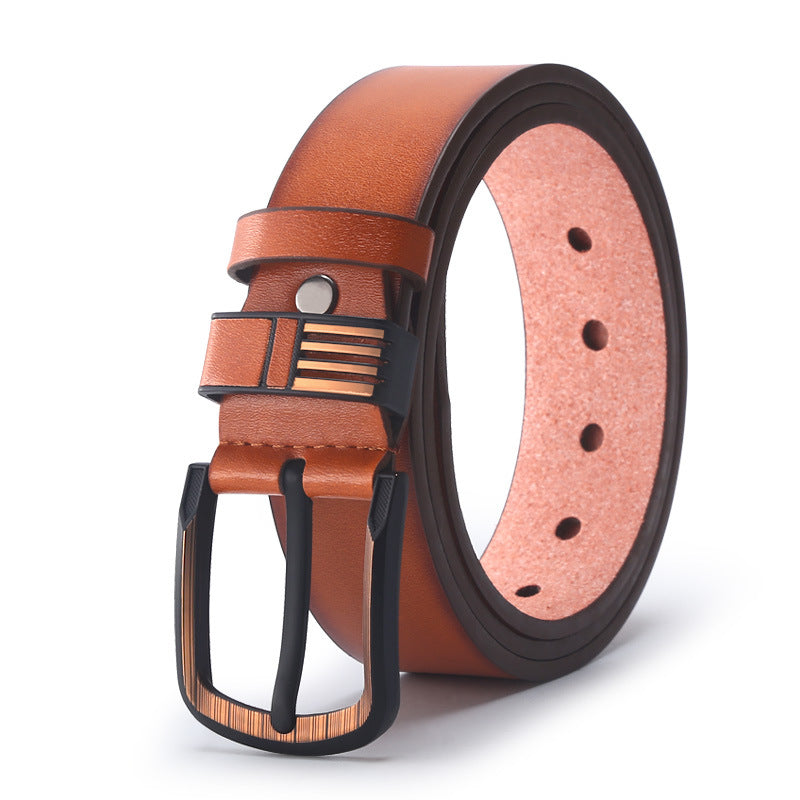 Retro Solid Color Pu Leather Alloy Men'S Leather Belts 1 Piece