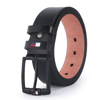 Retro Solid Color Pu Leather Alloy Men'S Leather Belts 1 Piece