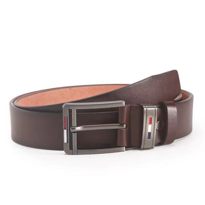 Retro Solid Color Pu Leather Alloy Men'S Leather Belts 1 Piece