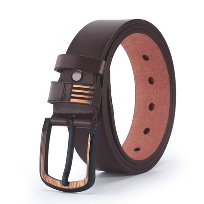 Retro Solid Color Pu Leather Alloy Men'S Leather Belts 1 Piece