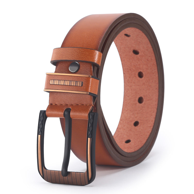 Retro Solid Color Pu Leather Alloy Men'S Leather Belts 1 Piece