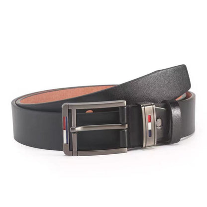 Retro Solid Color Pu Leather Alloy Men'S Leather Belts 1 Piece