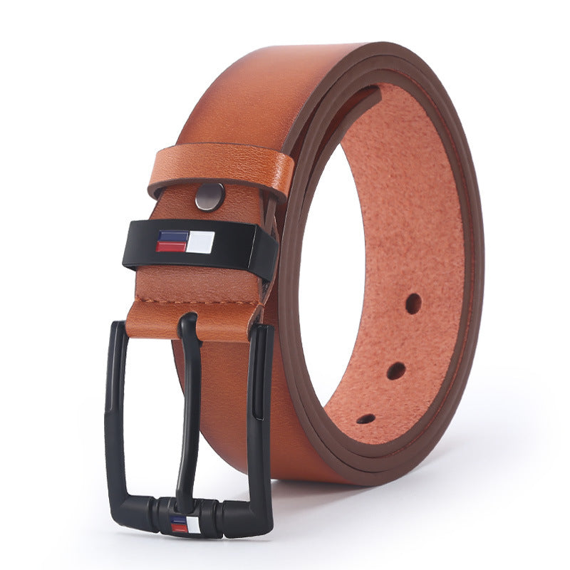 Retro Solid Color Pu Leather Alloy Men'S Leather Belts 1 Piece