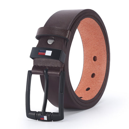 Retro Solid Color Pu Leather Alloy Men'S Leather Belts 1 Piece