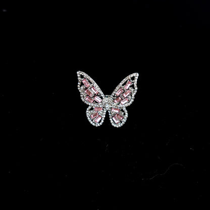 Fashion Butterfly Metal Inlay Rhinestones Women's Rings