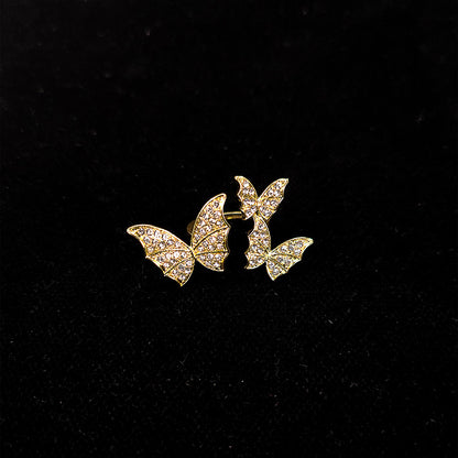 Fashion Butterfly Metal Inlay Rhinestones Women's Rings